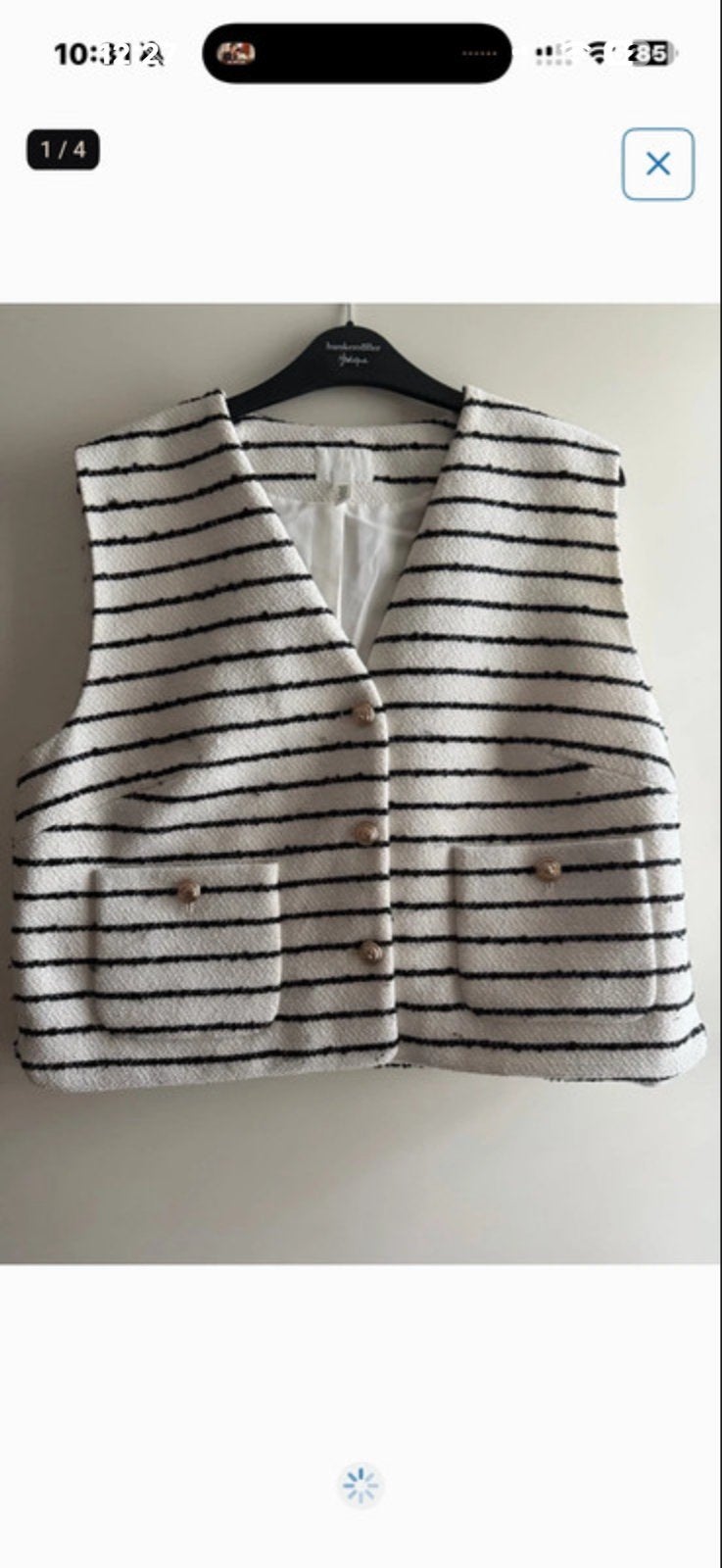 H&M Bouclé Gilet Zwart/Wit Gestreept Maat M, Kleding | Dames, Ophalen of Verzenden, Zo goed als nieuw, Maat 38/40 (M), Zwart
