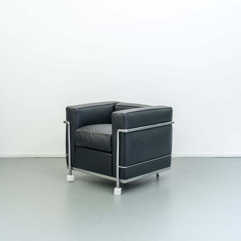 Cassina LC2 Fauteuil Zwart Leer, Niet ingevuld, Nieuw, Niet ingevuld, Niet ingevuld