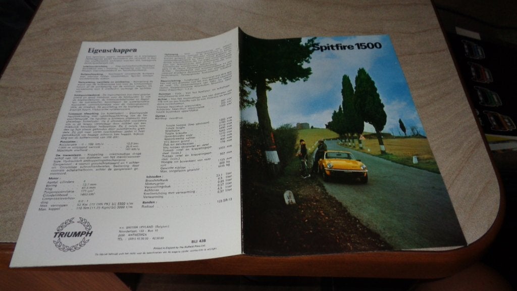 Folder  TRIUMPH SPITFIRE 1500, Boeken, Verzenden, Nieuw, Overige merken