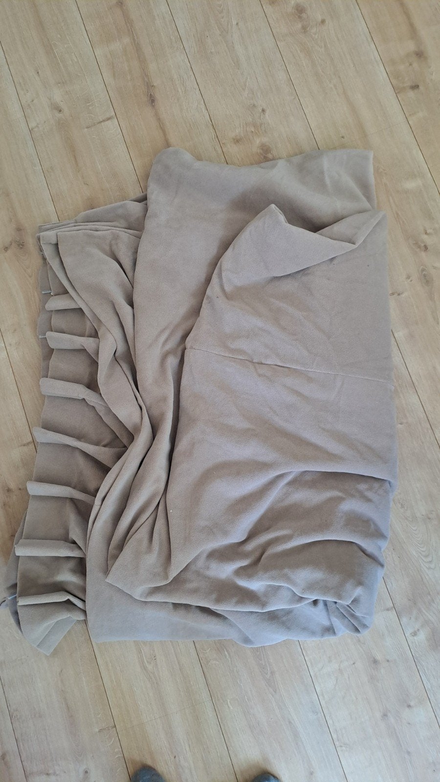 velours gordijn met plooiafwerking, Ophalen, Plooiafwerking, Fluweel, Beige