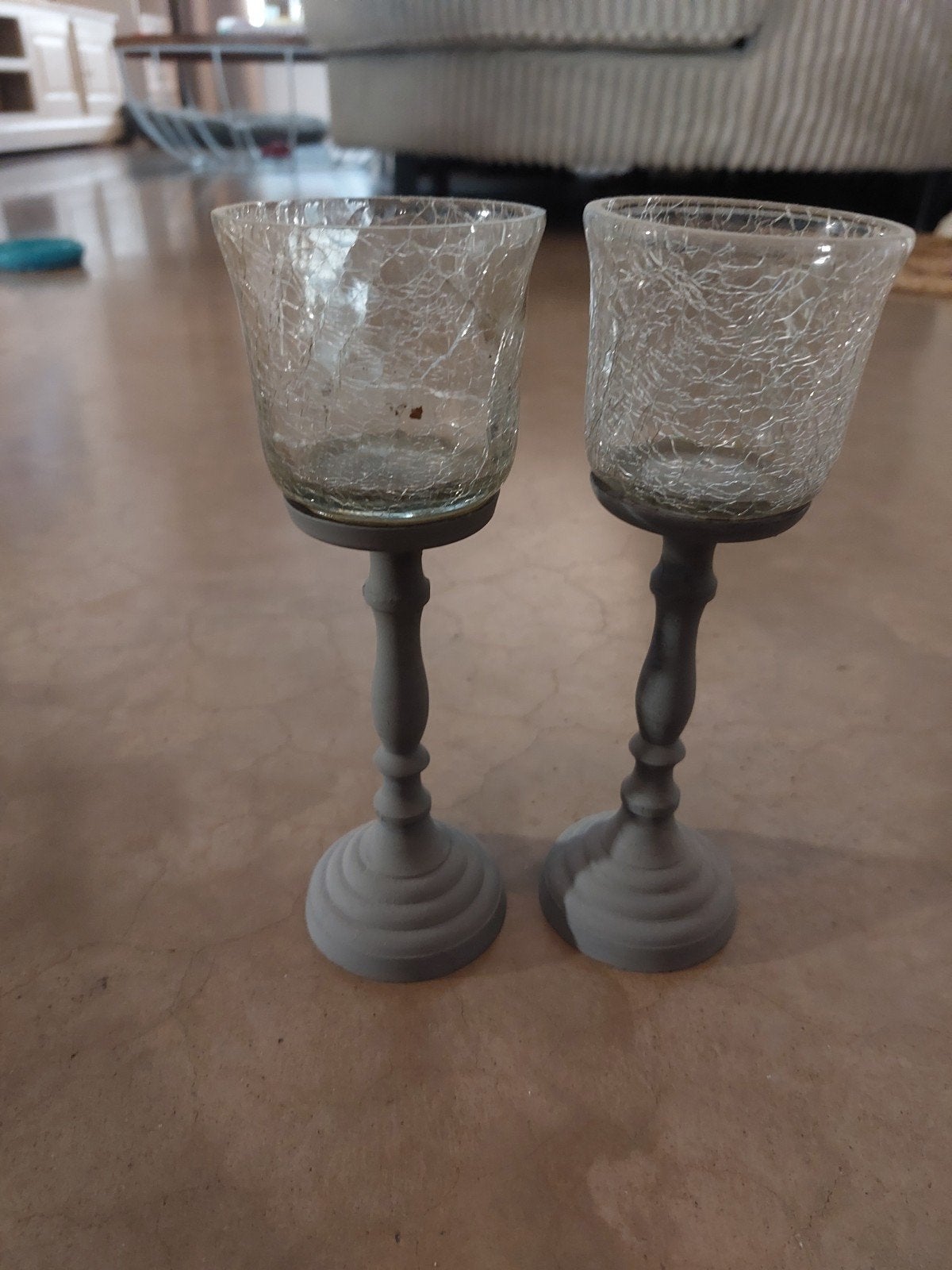 theelichtje met krakelee glas, Huis en Inrichting, Woonaccessoires | Kandelaars en Kaarsen, Ophalen, Glas