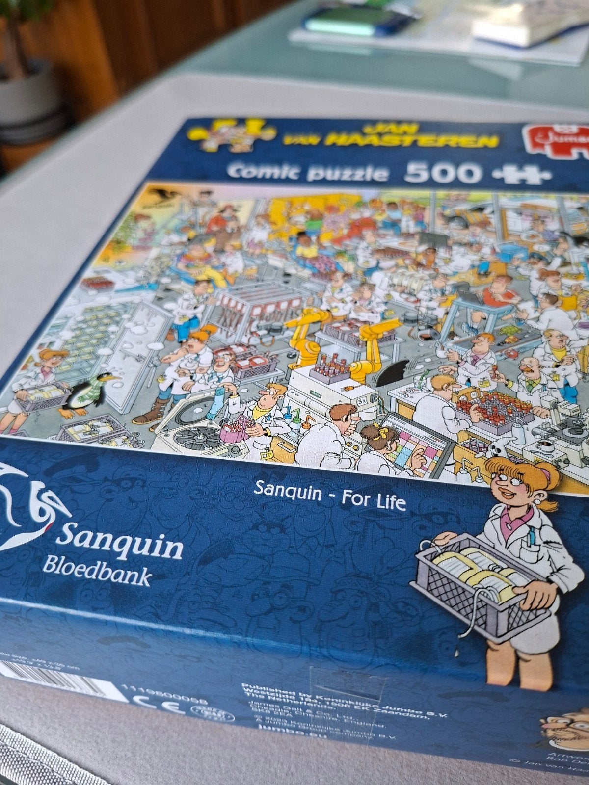 Jan van Haasteren Sanquin Bloedbank puzzel 500 stukjes, Hobby en Vrije tijd, Ophalen of Verzenden, Minder dan 500 stukjes, Zo goed als nieuw