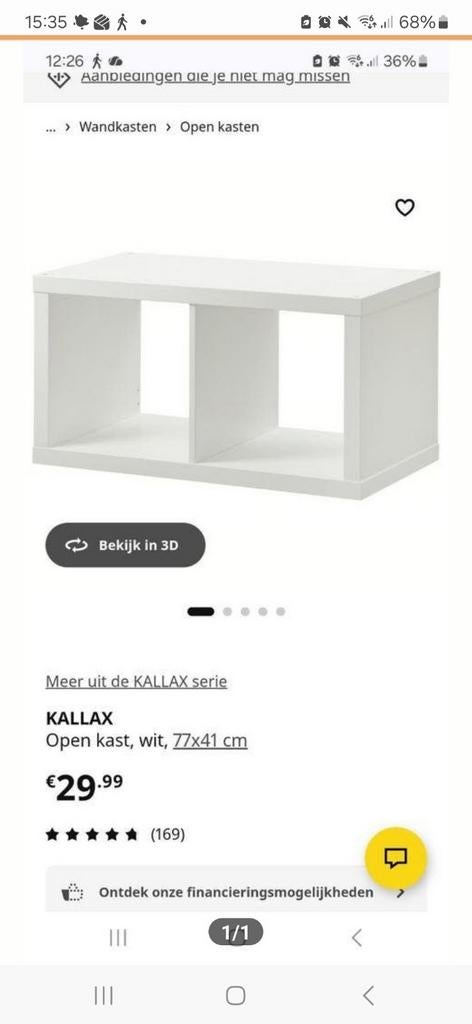 Witte KALLAX open kast met 2 vakken, 77x41 cm, Ophalen of Verzenden, Gebruikt
