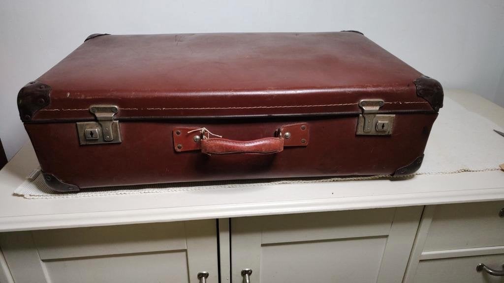 K535 VINTAGE jaren 40-50 koffer VULCAN  FIBRE, Sieraden, Tassen en Uiterlijk, 60 tot 70 cm, Overige materialen, Gebruikt, -