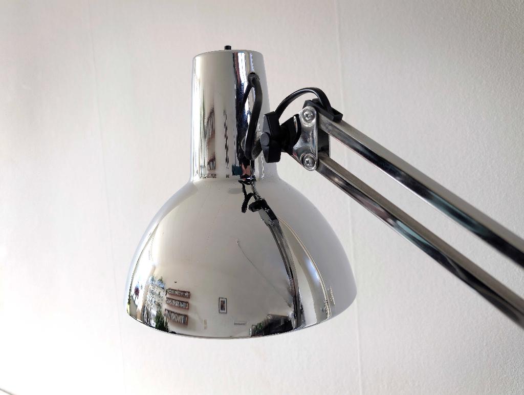 Bureaulamp chroom, met tafelklem, Ophalen of Verzenden, Gebruikt, Metaal, 75 cm of meer
