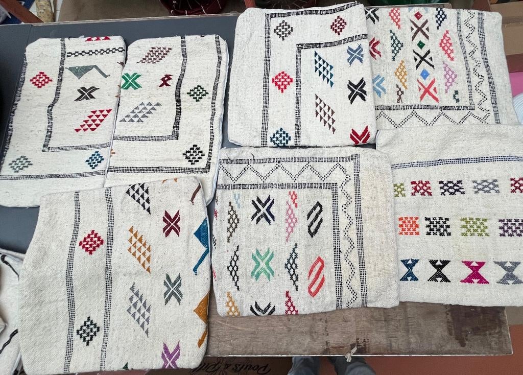 Nieuwe Marokkaanse handgemaakte kussenhoesjes crème, Ophalen of Verzenden, Nieuw, Wit, Vierkant