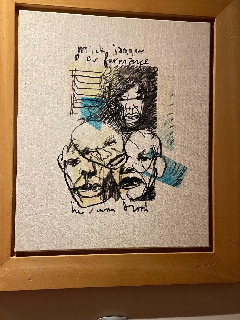 Mick Jagger Rolling Stones ORIGINEEL Herman Brood, Ophalen, Abstract, Gemengde techniek, Overige materialen