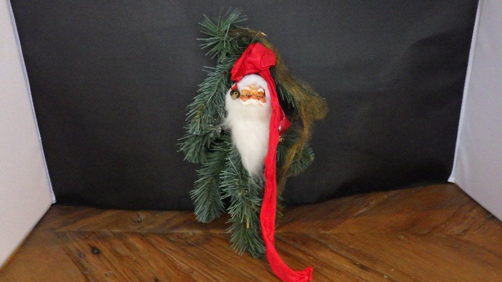 mooi kerstmanhoofd met dennetak, Ophalen of Verzenden, Gebruikt