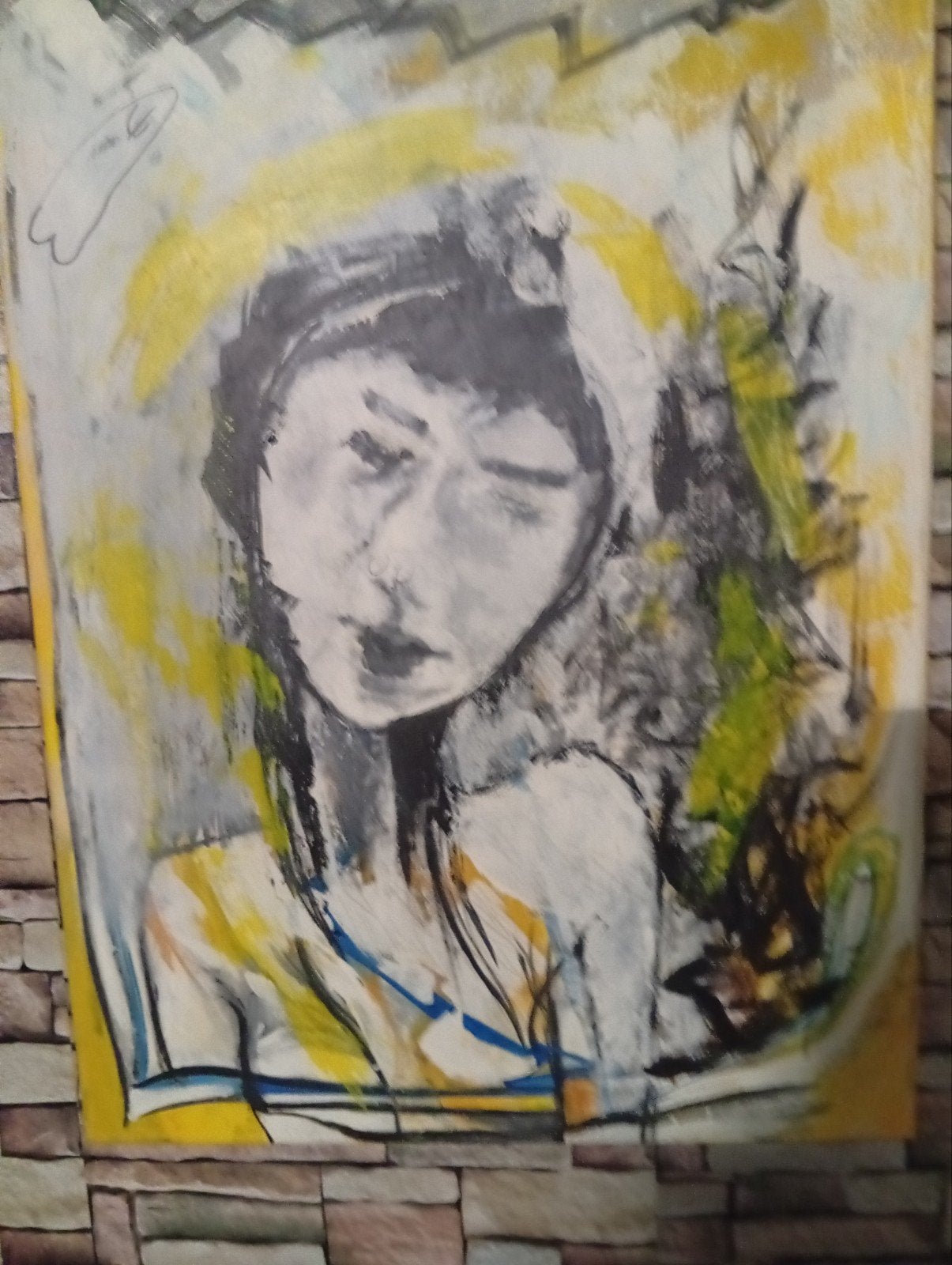 Vrouwen hoofd met penis, Ophalen, Schilderij