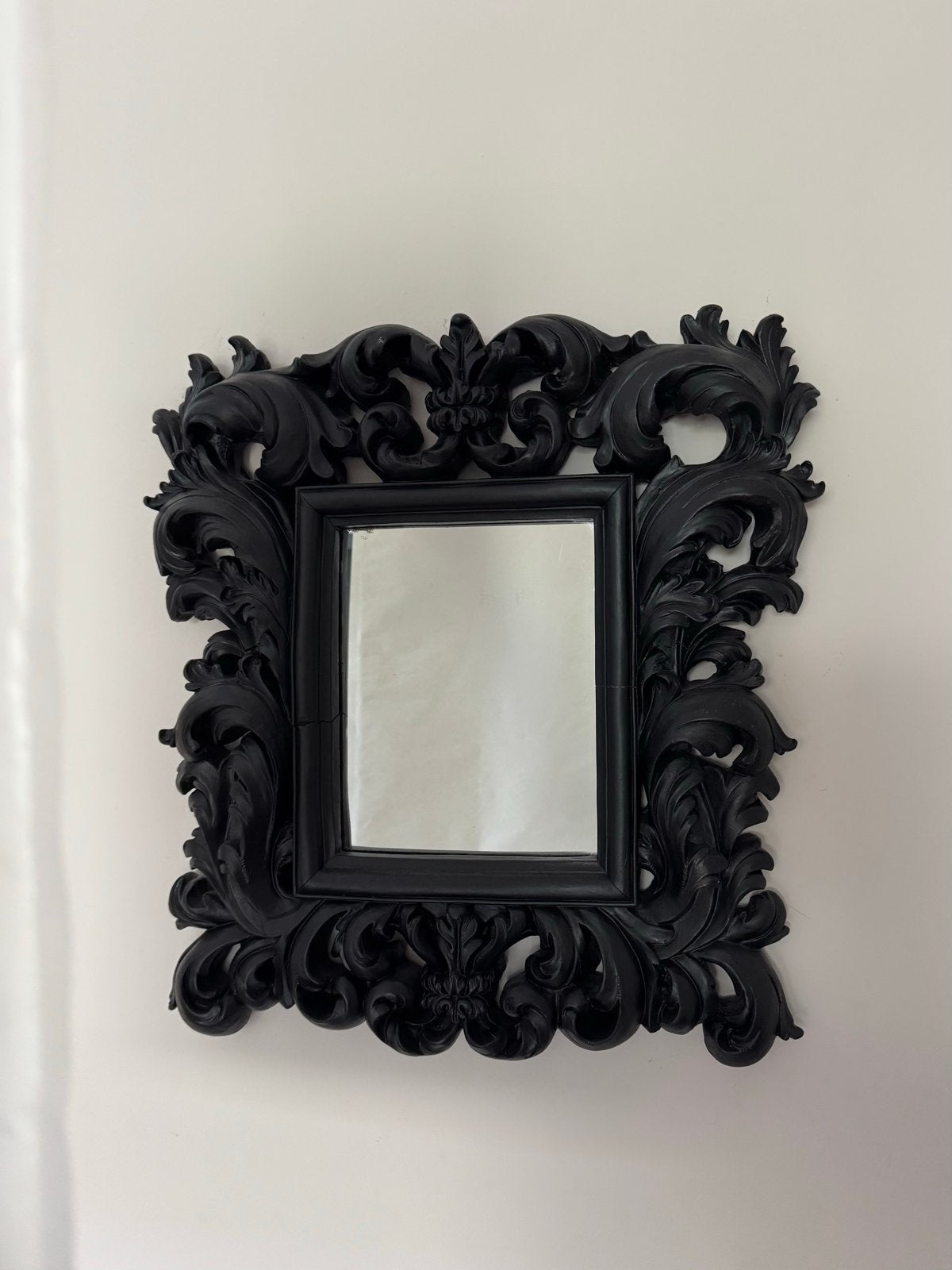 Zwarte Barok Spiegel - Decoratieve Wandspiegel, Huis en Inrichting, Ophalen, Minder dan 50 cm, Zo goed als nieuw, Minder dan 100 cm