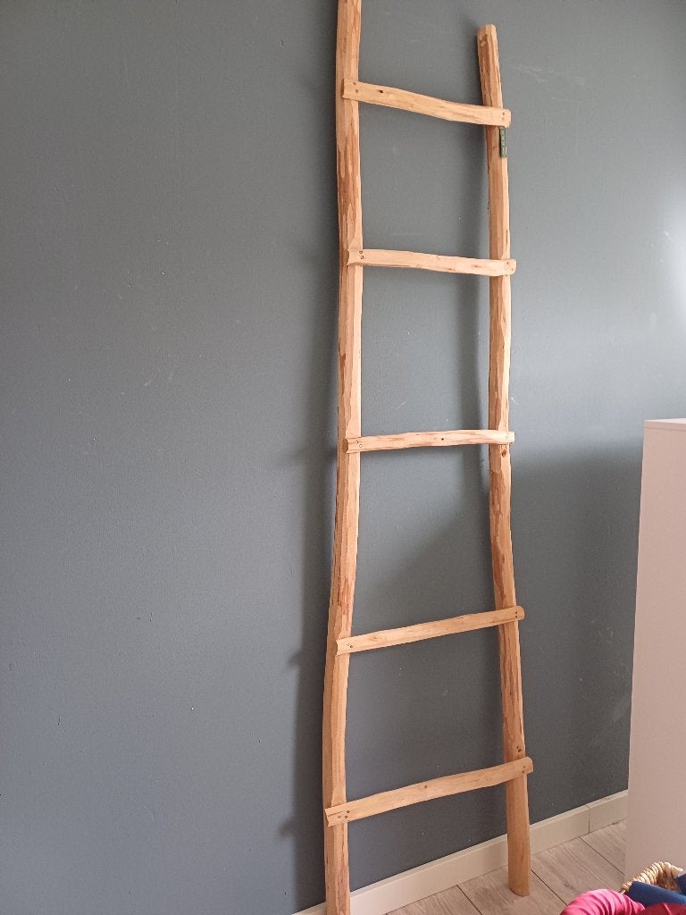Houten ladder, kleding of handoeken rek, Ophalen, Gebruikt, Hout, Landelijk