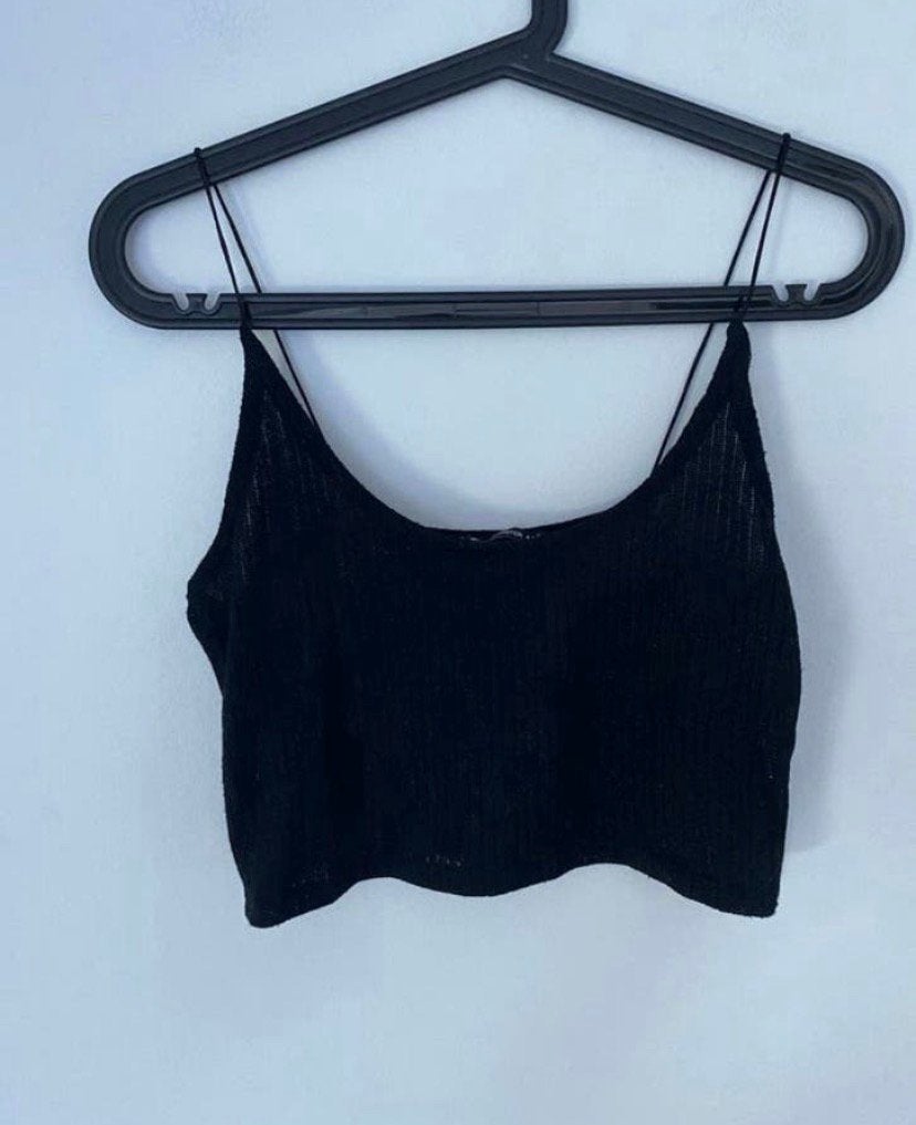 Spaghetti bandjes top, zwart. Maat m, Maat 38/40 (M), Verzenden, Zo goed als nieuw, Zonder mouw