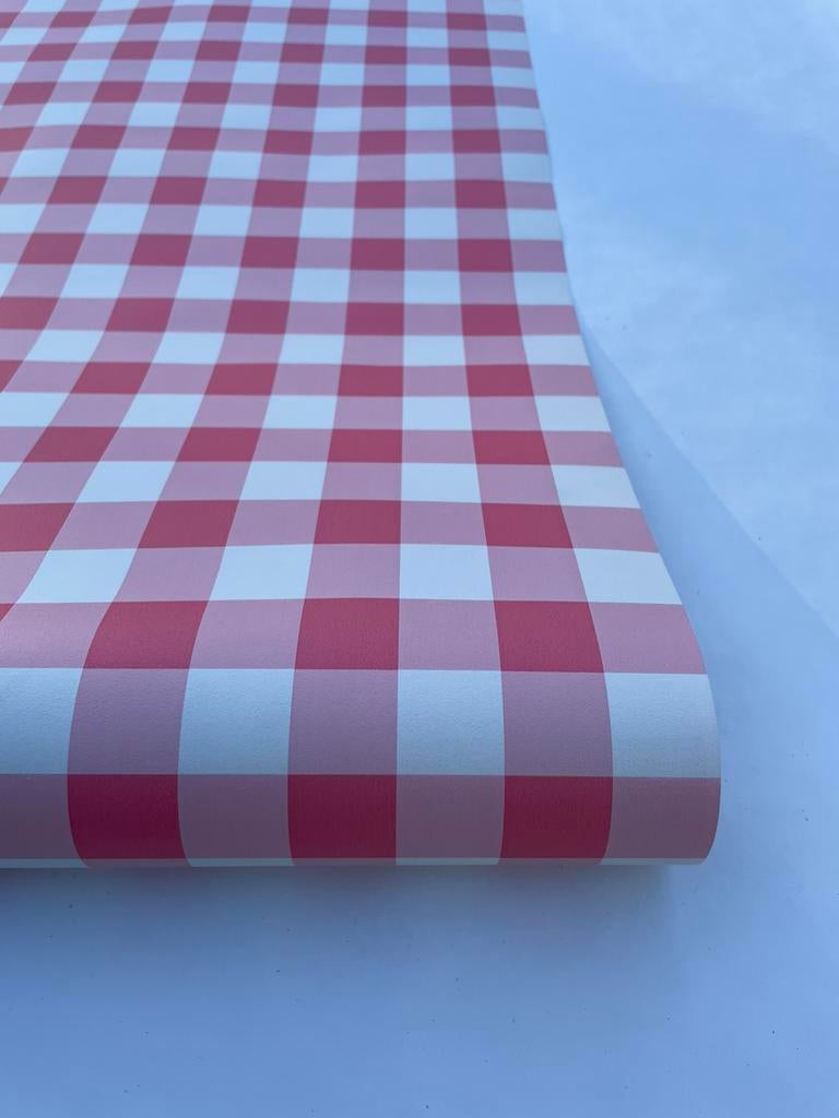 Vliesbehang Ruit/Carreau €5 per rol., Ophalen of Verzenden, 25 tot 50 m², Roze