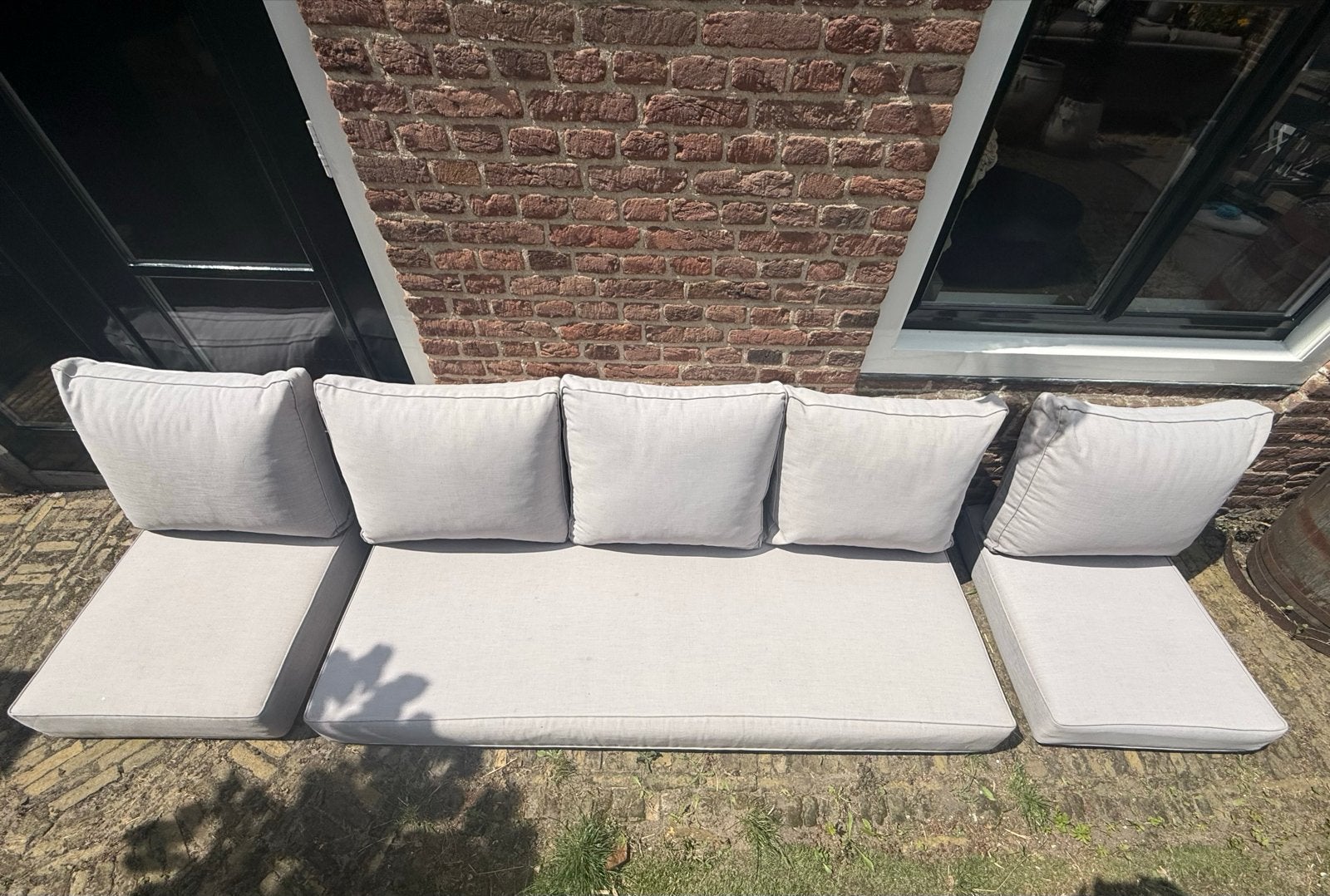 Mooie losse kussens voor loungeset - Grijs, Ophalen, Overige merken, Gebruikt, Geschikt voor buiten