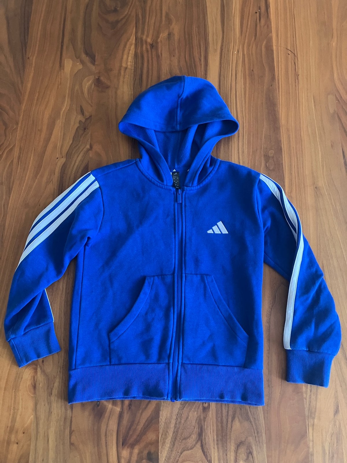 Adidas sweatvest kobalt maat 140, Ophalen of Verzenden, Gebruikt, Jongen of Meisje, Trui of Vest