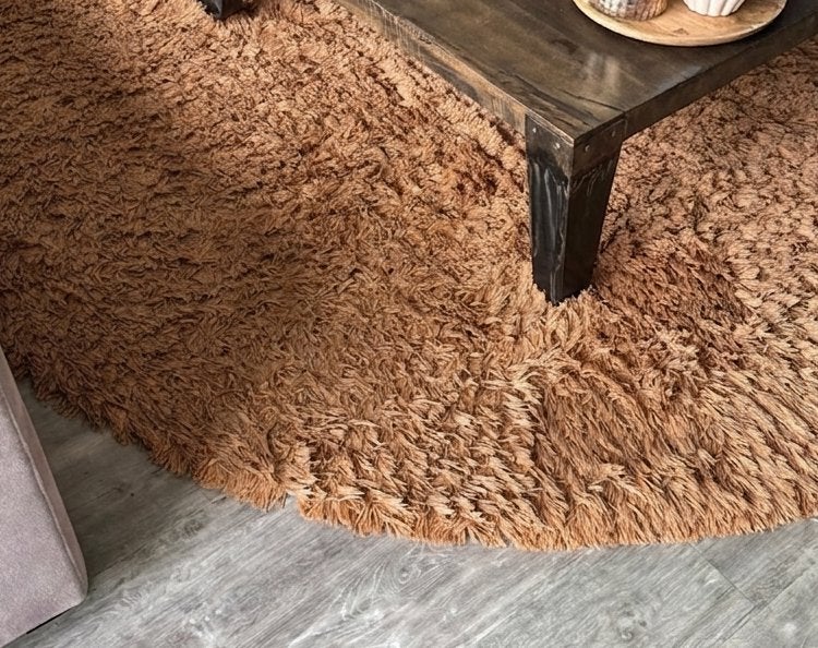 Nieuw Hoogpolig Rond Vloerkleed - Bodilson Lusa Bruin, Huis en Inrichting, Ophalen, Bruin, Rond, Nieuw