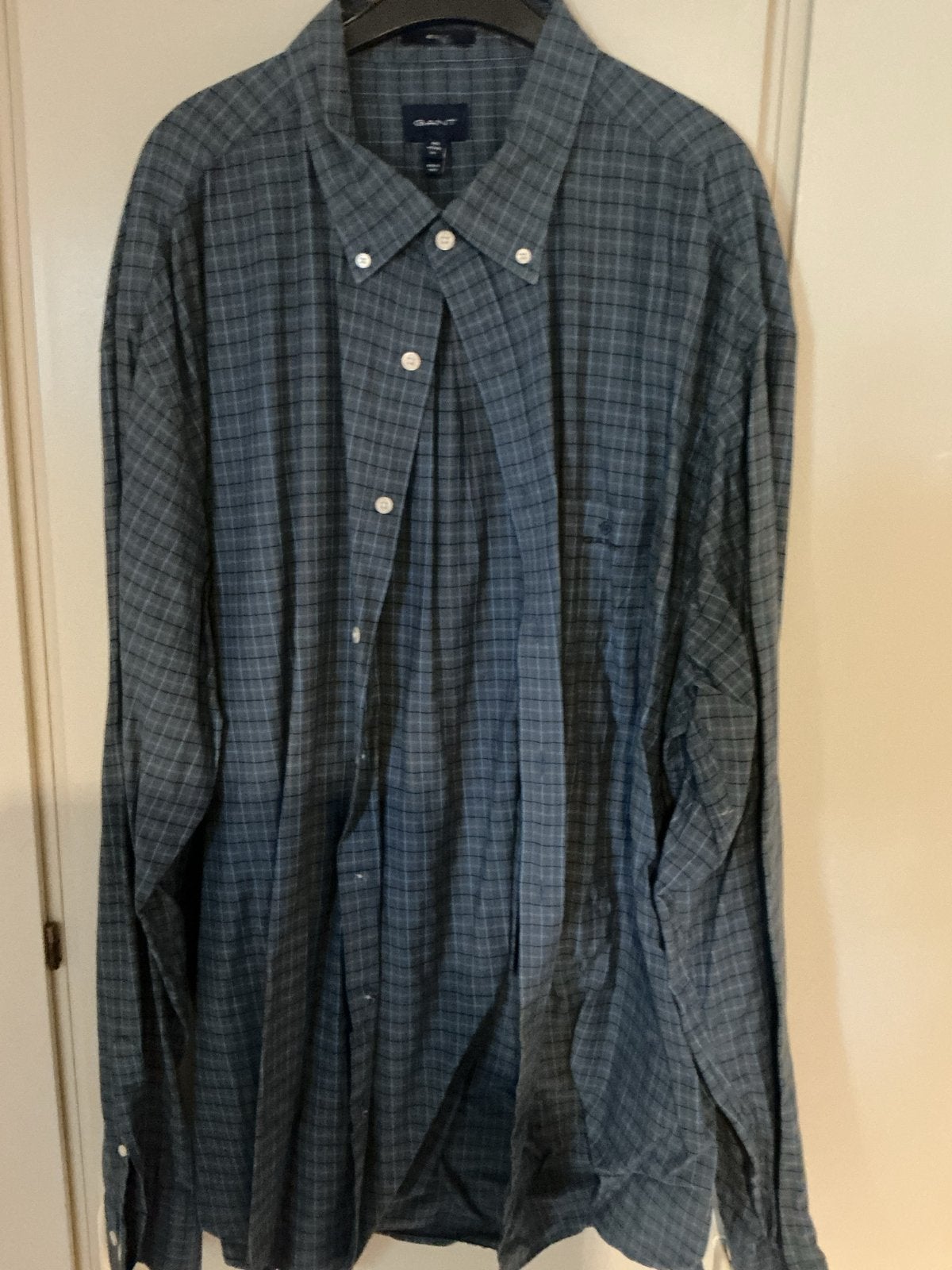Gant geruit overhemd - Maat 3XL zgan, Ophalen of Verzenden, Zo goed als nieuw, Blauw, Overige halswijdtes