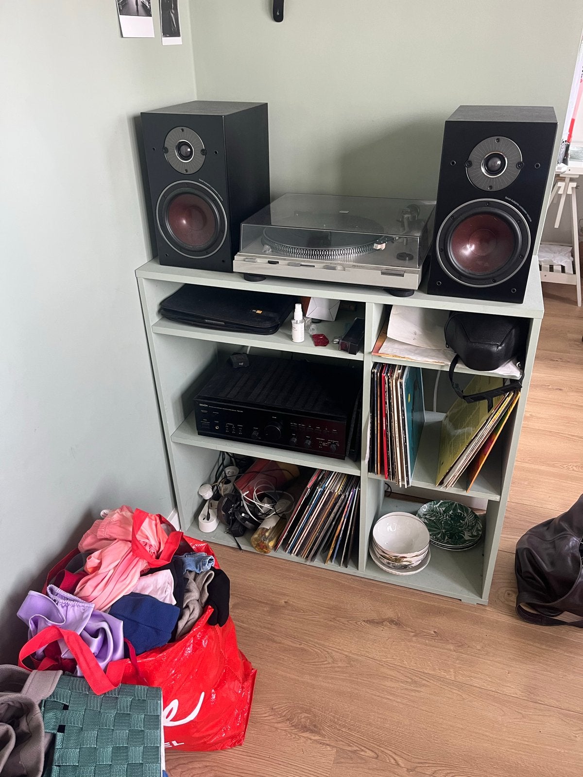 Platenkast in aloe vera kleur, Ophalen of Verzenden, Gebruikt, Platenspeler, Technics