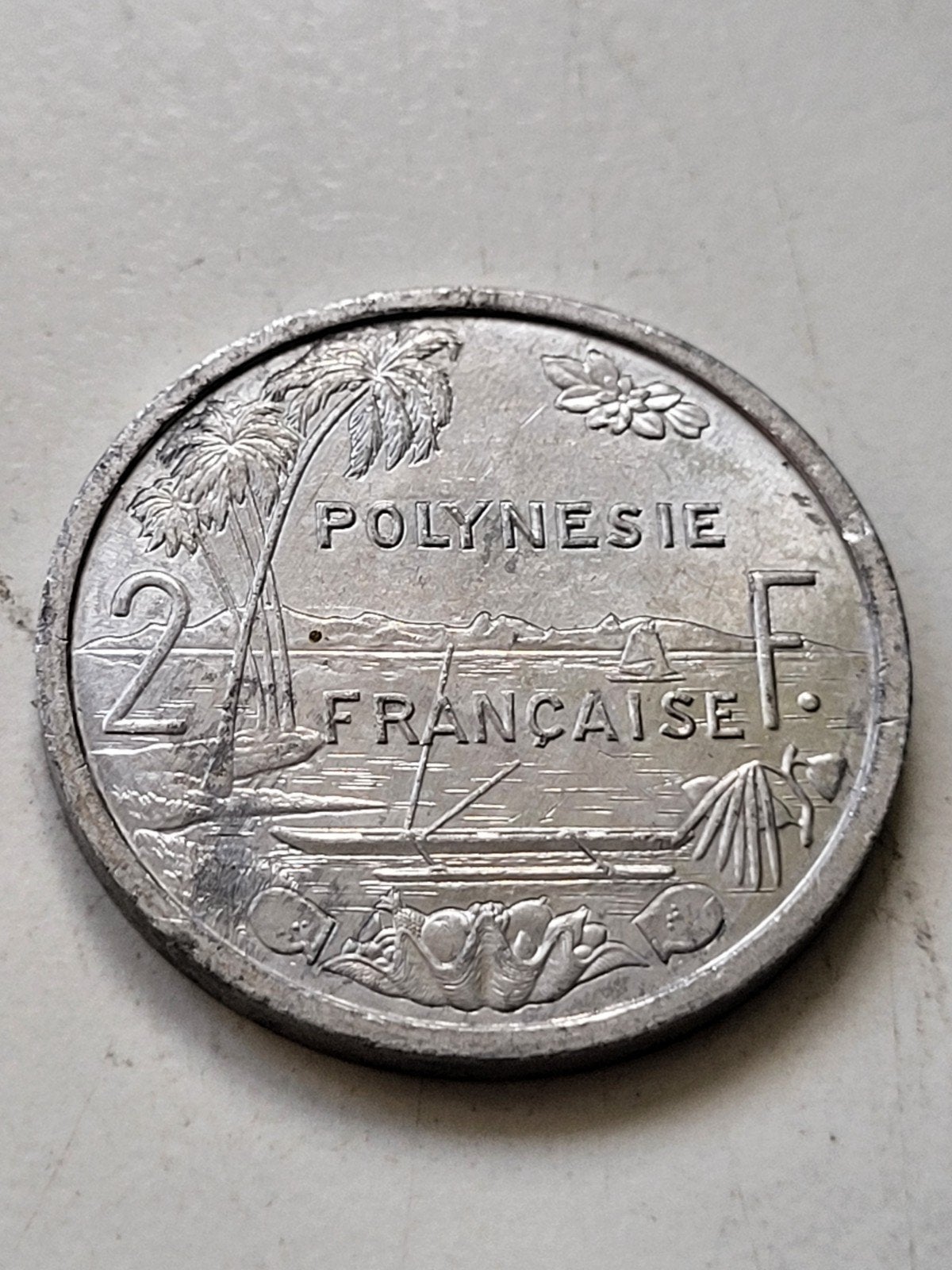 2 Francs Polynesie Francaise 1983 munt aluminium, Ophalen of Verzenden