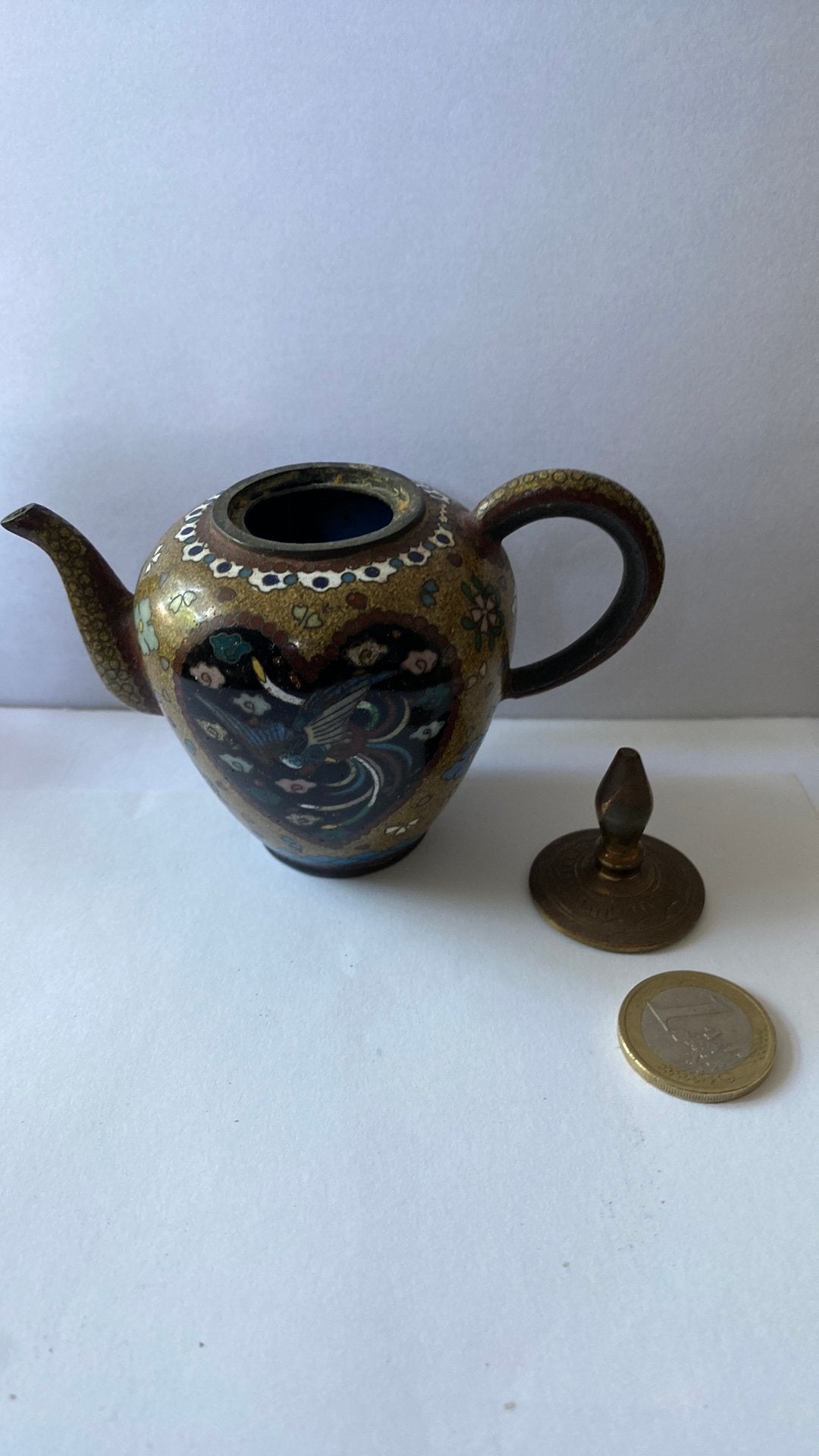 Mooi oud cloisonnee theepotje, Antiek en Kunst, Curiosa en Brocante, Ophalen of Verzenden
