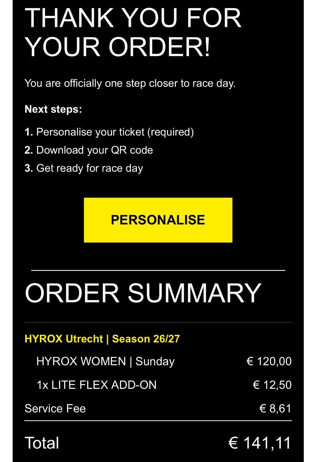 Hyrox open woman kaartje Utrecht 29/11, Tickets en Kaartjes, Eén persoon