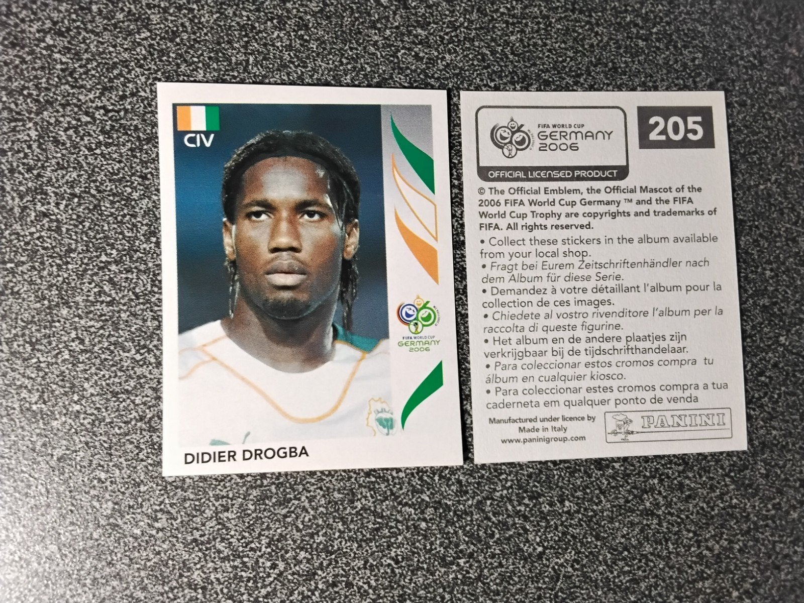 Panini WK 2006 Didier Drogba Ivoorkust Sticker #205, Ophalen of Verzenden, Zo goed als nieuw, Poster, Plaatje of Sticker