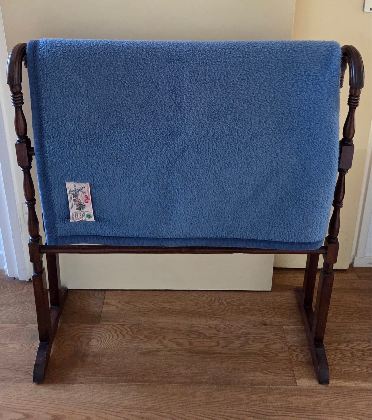 Vintage AaBe Dralon Deken - Blauw Ruitpatroon (145x95 cm), Ophalen of Verzenden, Gebruikt, Blauw, Deken