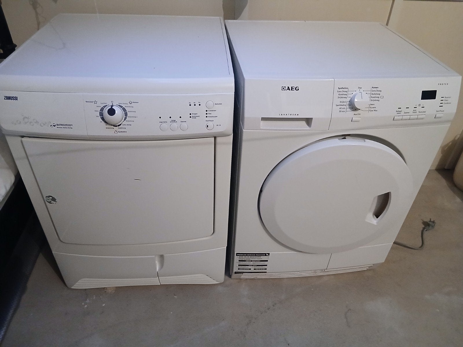 wasdroger - 2 stuks - met elektronische storingen, Ophalen, 6 tot 8 kg, Gebruikt, Voorlader
