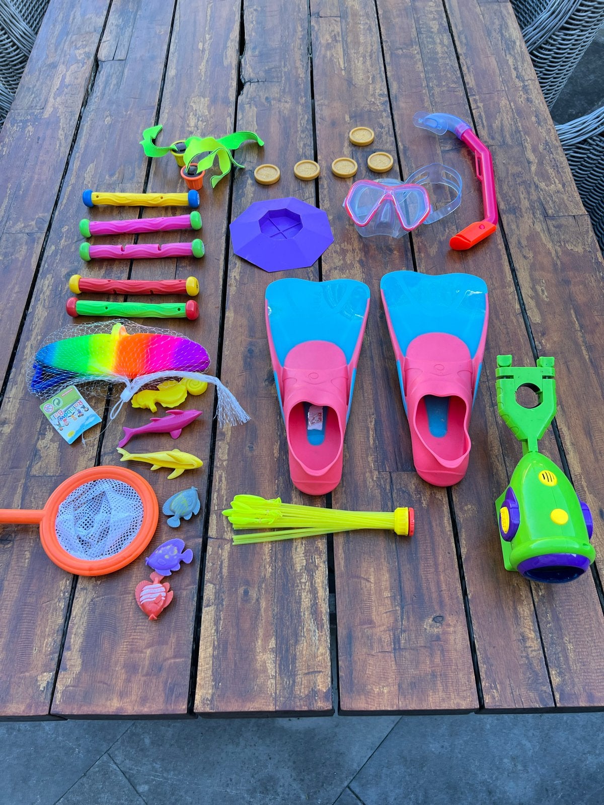 Zwembad spulletjes. Zwembadspeelgoed, Ophalen, Gebruikt