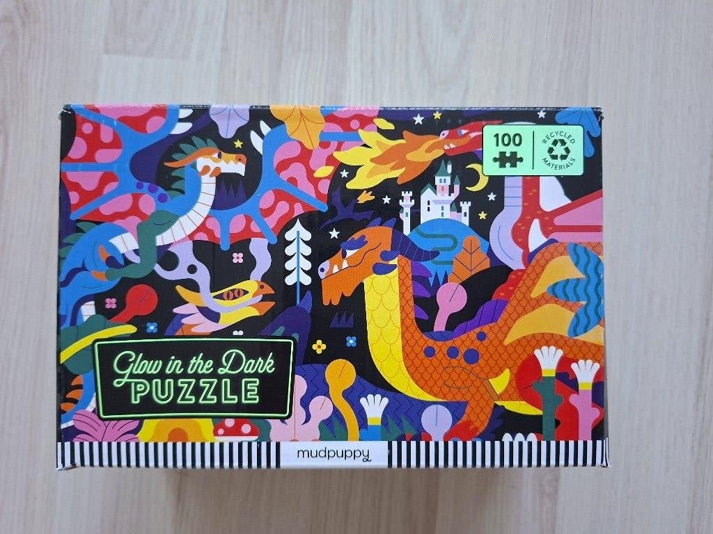Mudpuppy Glow in the Dark Puzzel - Draken - 100 Stukjes, Ophalen of Verzenden, Meer dan 50 stukjes, Gebruikt, 6 jaar of ouder