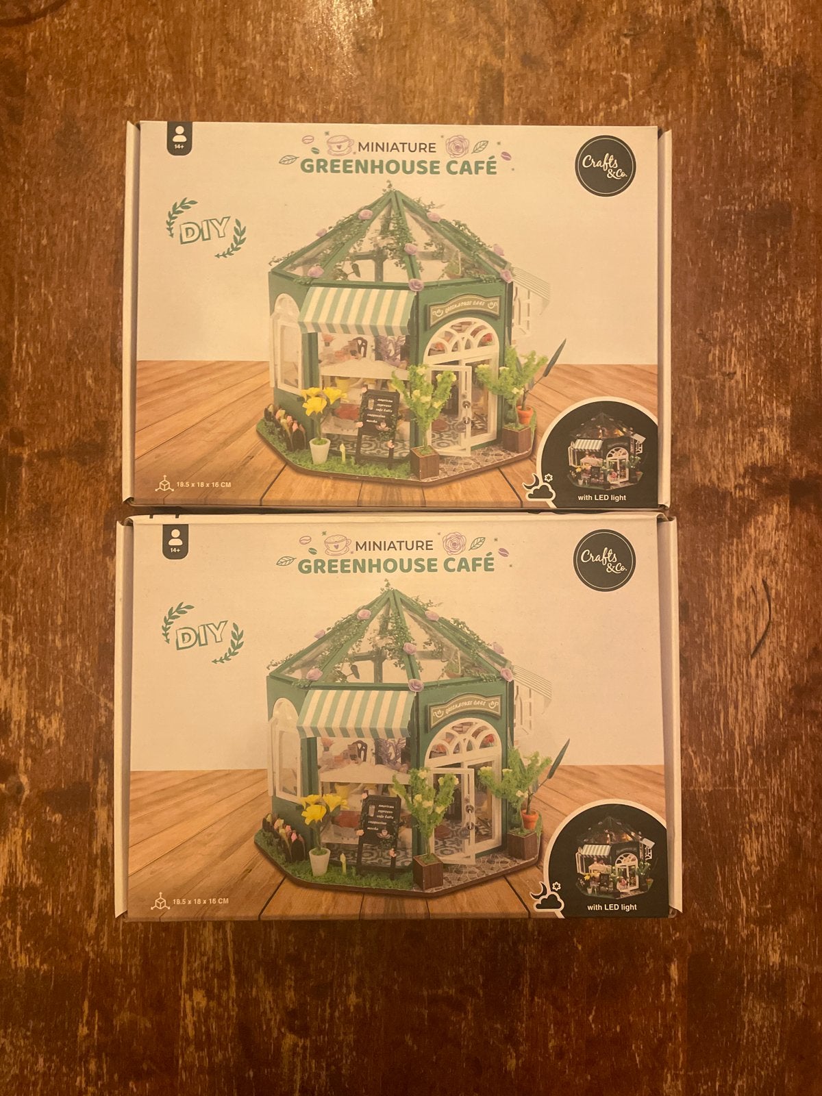 DIY Miniatuur Greenhouse Café met LED-verlichting (2 stuks), Nieuw, Meerkleurig, Overige merken, Knutselset