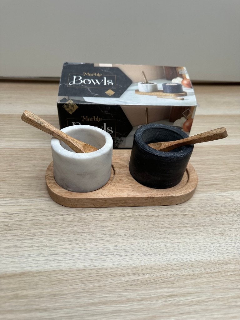 Marmeren Serveerset – 5-delig – Met Houten Lepeltjes – Nieuw, Steen, Overige merken, Nieuw, Ophalen of Verzenden