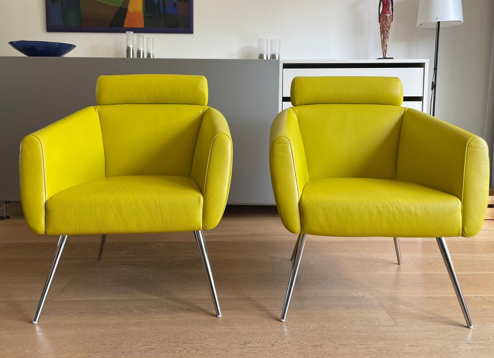 2x Leolux Marabis design fauteuil, Ophalen, Modern design, Minder dan 75 cm, Leer
