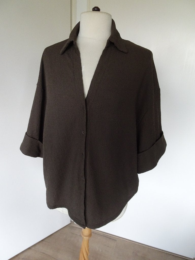 STRETCH BLOUSE VAN GUTS & GUSTO MAAT S, Ophalen of Verzenden, Zo goed als nieuw, Maat 36 (S), Bruin
