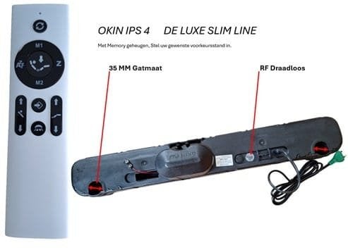 Okin IPS 4 motor 6500N 2 motorig (35MM) met RF draadloos, Matrasbestellen.nl, Verzenden, Buurserstraat 15 A, 7481 EG,Haaksbergen