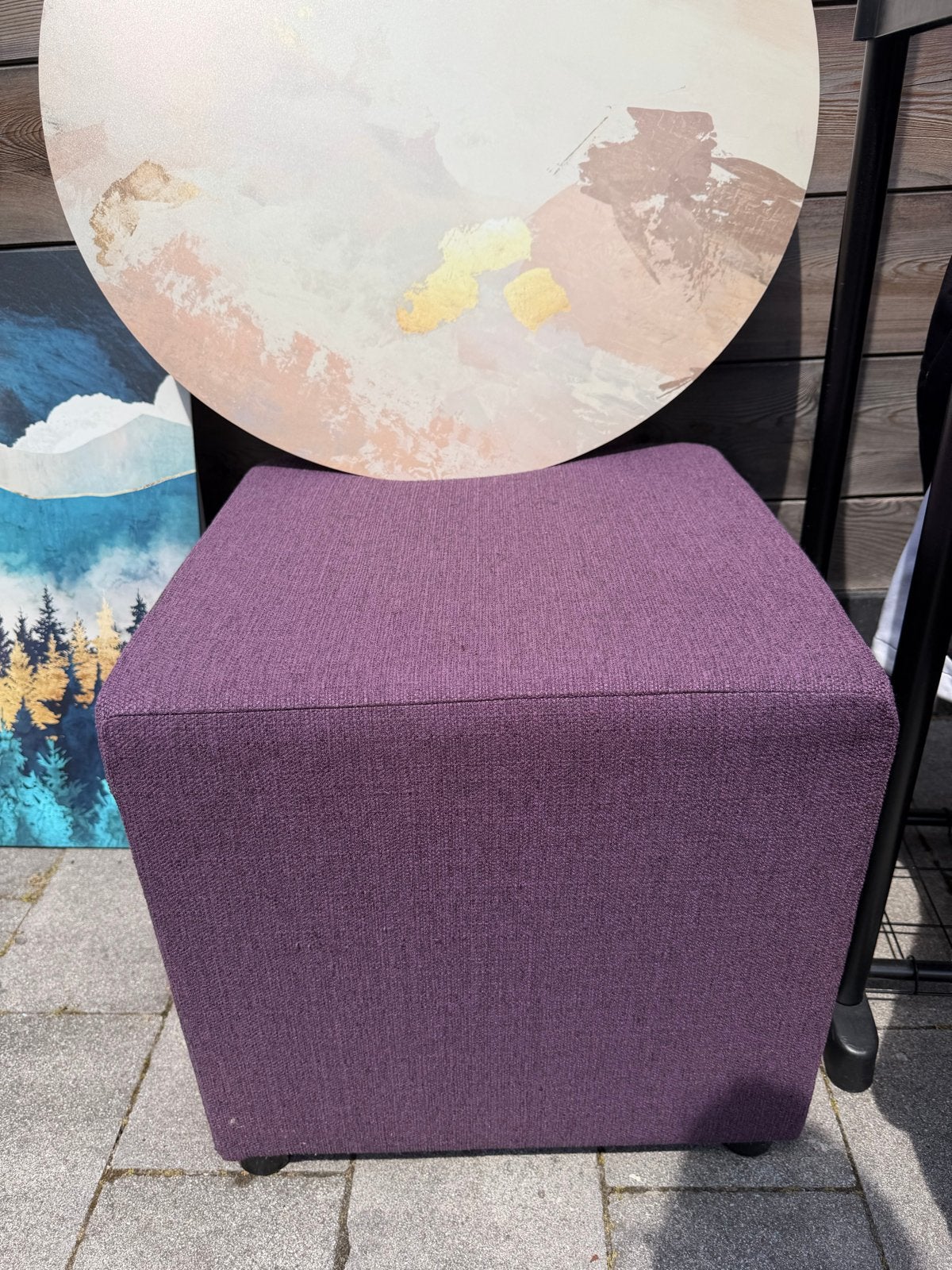 Paarse poef, Ophalen, Minder dan 50 cm, Gebruikt, Vierkant