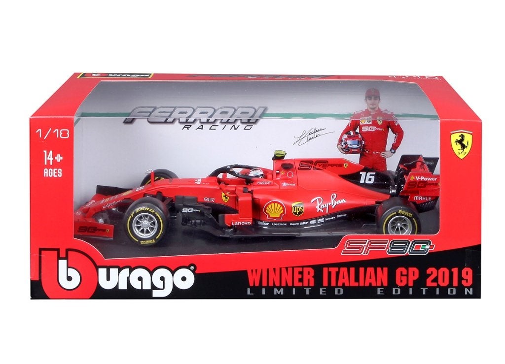 Ferrari SF90 C. Leclerc WinnerItalian GP 2019 Bburago 1:18, Ophalen of Verzenden, Nieuw, Auto, Bburago