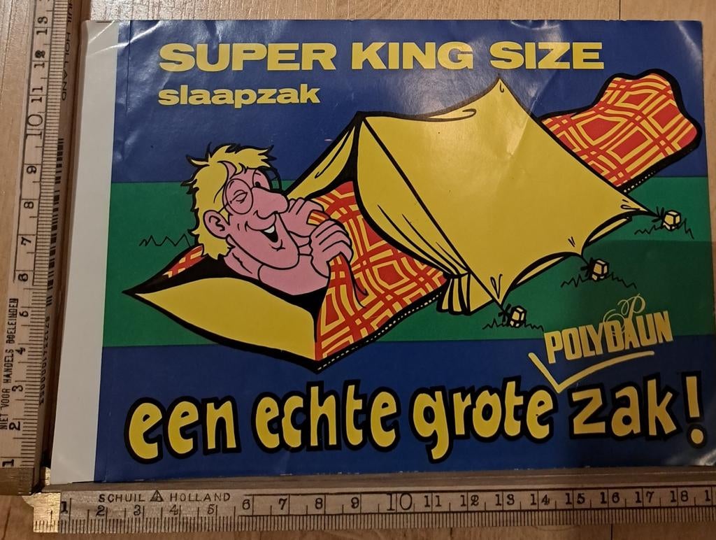 Vintage sticker Super king size slaapzak Polydaun merk logo, Ophalen of Verzenden, Zo goed als nieuw