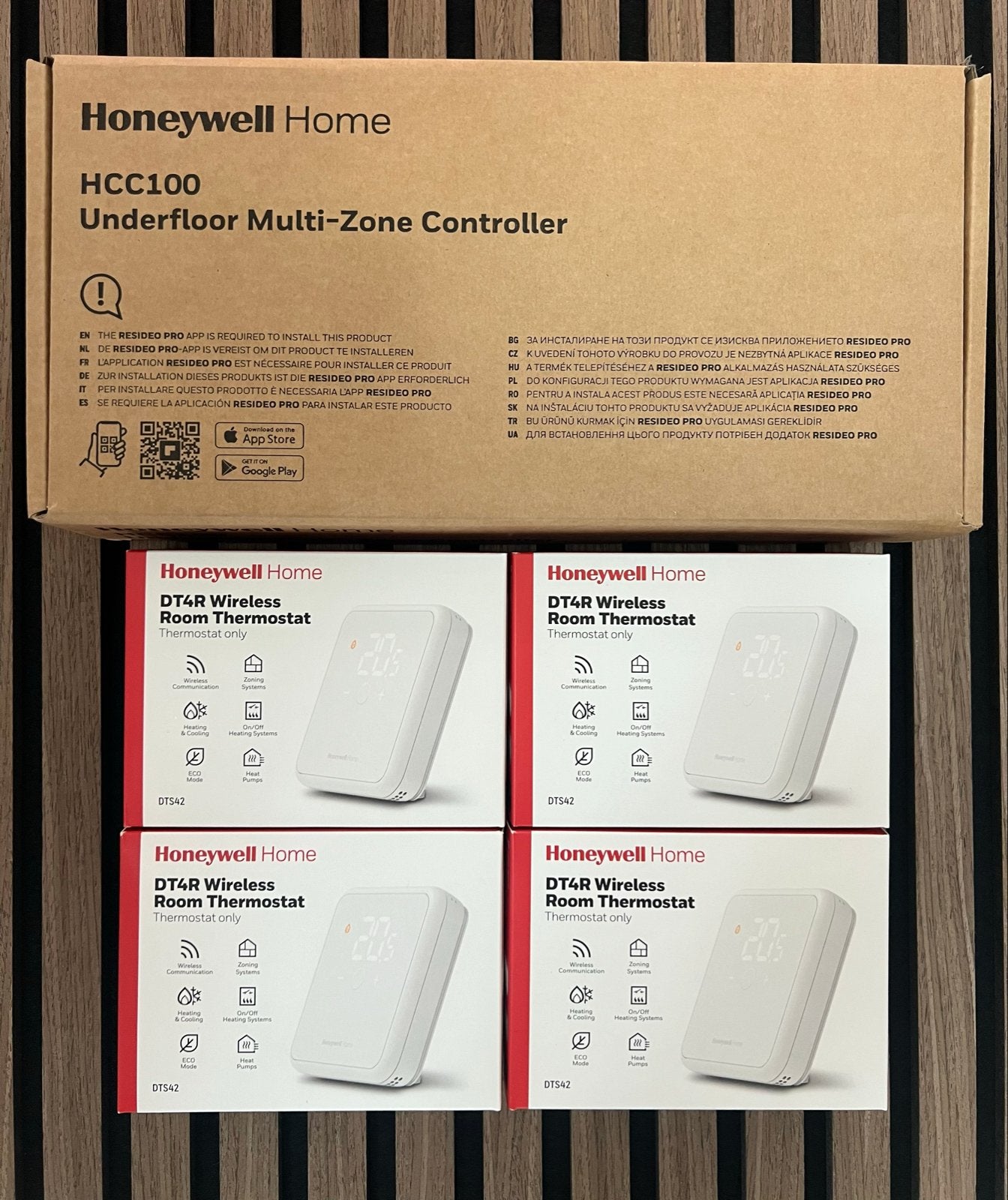 Honeywell Home HCC100 Multi-Zone Controller & 4x DT4R Thermo, Ophalen of Verzenden, Slimme thermostaat, Nieuw