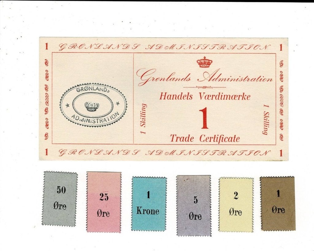 Groenland, serie 7 x militairgeld 1940 (rare), Ophalen of Verzenden, Overige landen