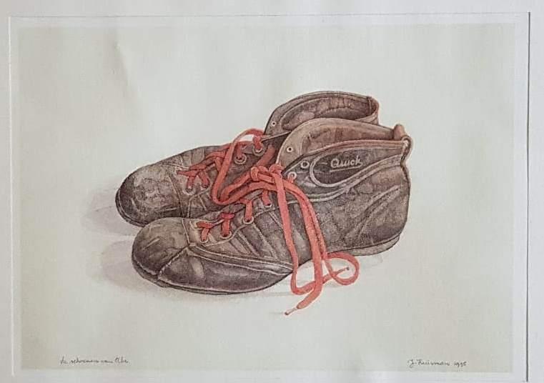 Jotje(Jopie)Huisman Lithografie"De schoenen van Abe" Ges Ged, Ophalen of Verzenden