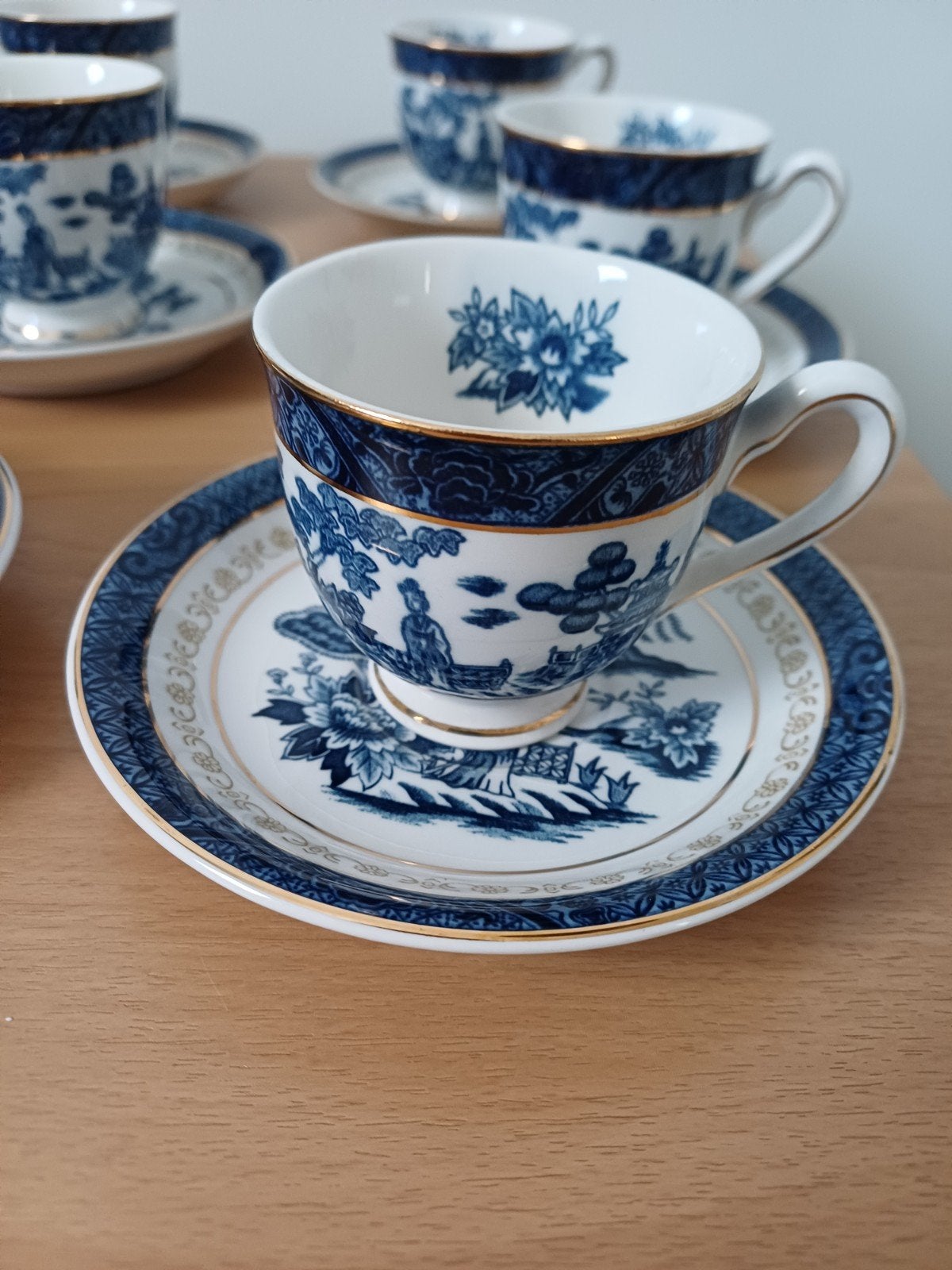 Vintage Nikko Double Phoenix theekopjes en schotels, Ophalen of Verzenden