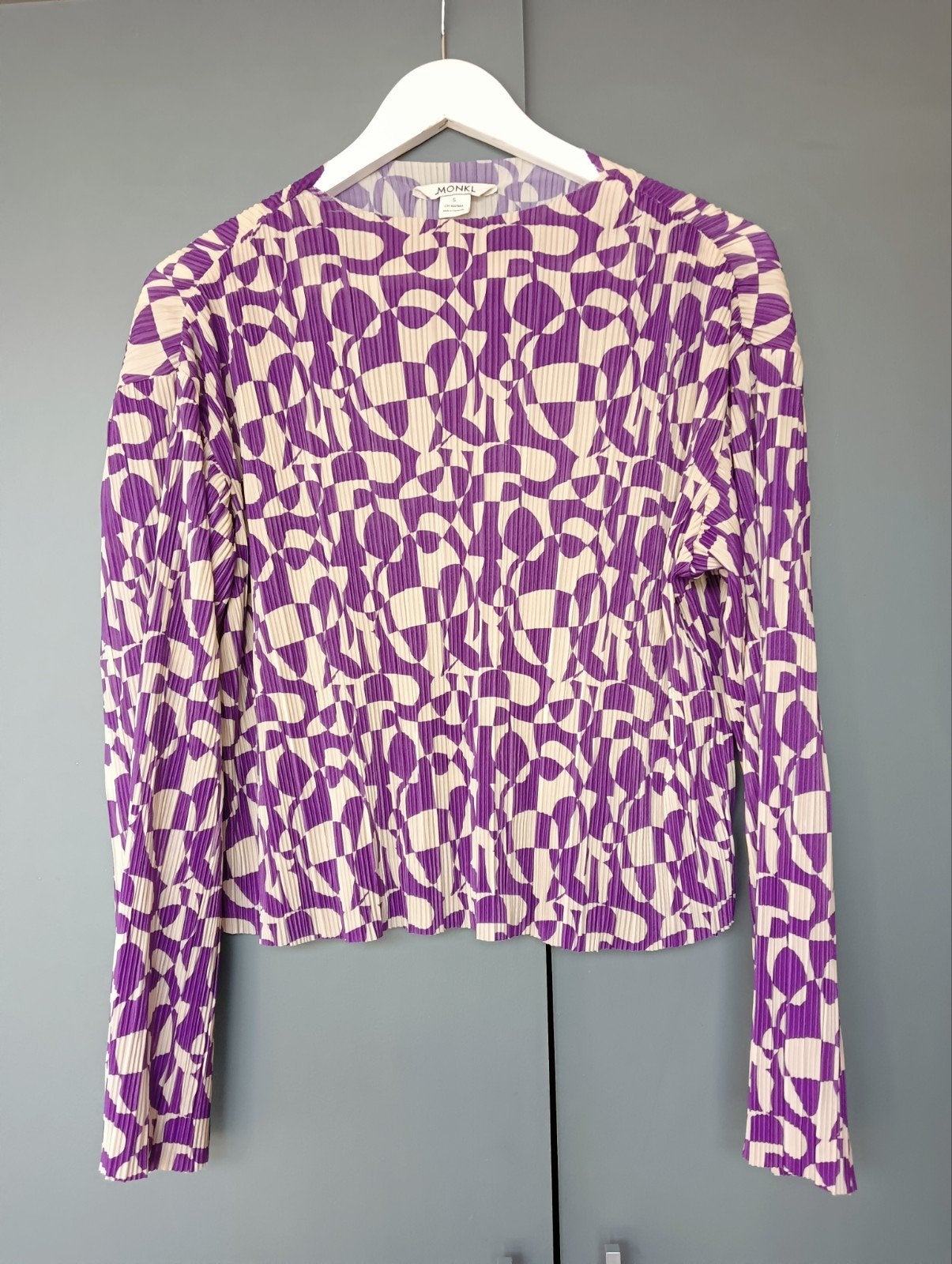 paars/beige plisse blouse mt S van Monki, Meerkleurig, Ophalen of Verzenden, Zo goed als nieuw, Monki