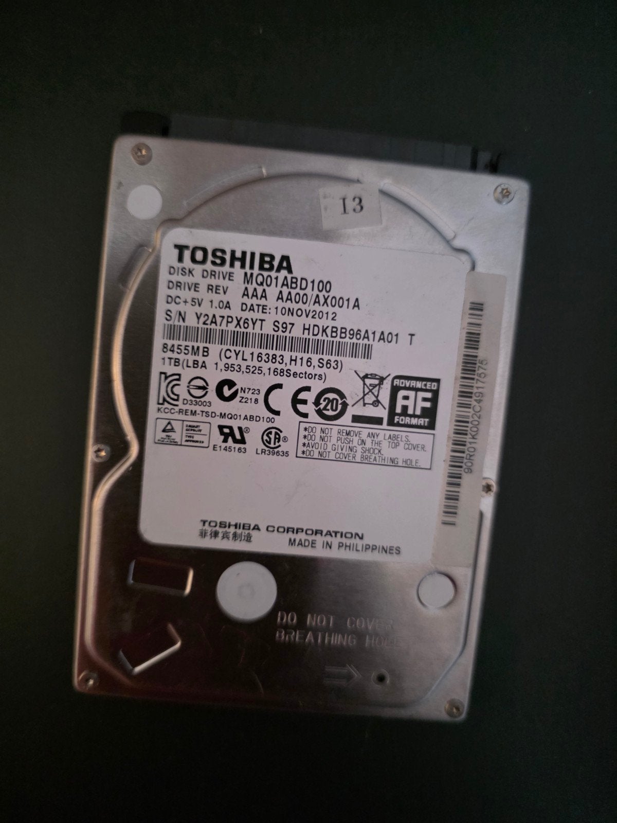 Toshiba MQ01ABD100 1TB HDD - Interne Harde Schijf, Computers en Software, Harde schijven, Intern, Ophalen of Verzenden, 1TB, Laptop