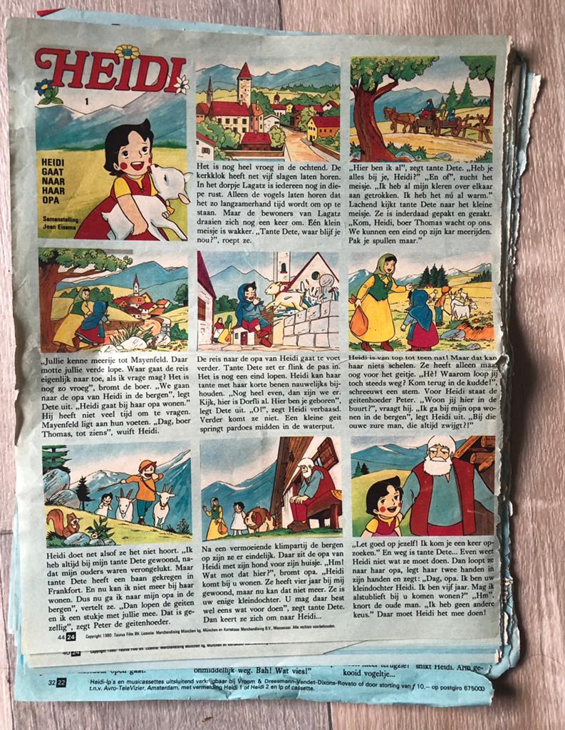 Heidi stripvellen  - uit oude Avro-Televizier bode, Boeken, Stripboeken, Complete serie of reeks, Ophalen of Verzenden, Gelezen