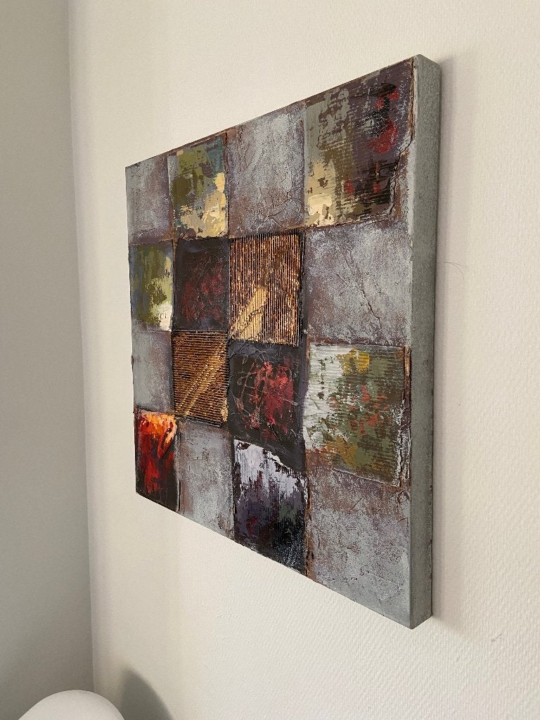 Moderne abstracte schilderijen.  - 60x60 cm, Ophalen, Zo goed als nieuw, Overige typen