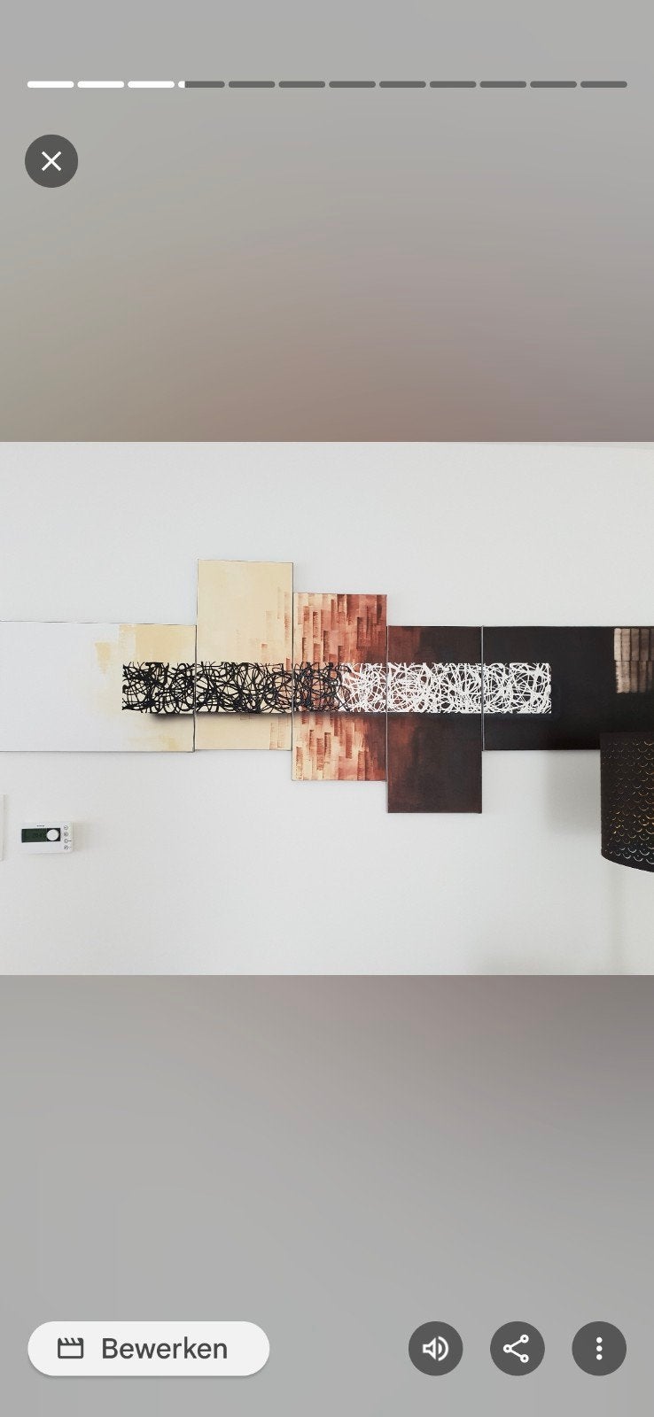 Modern Abstract Canvas Schilderij - Bruin/Zwart/Wit, Antiek en Kunst, Ophalen