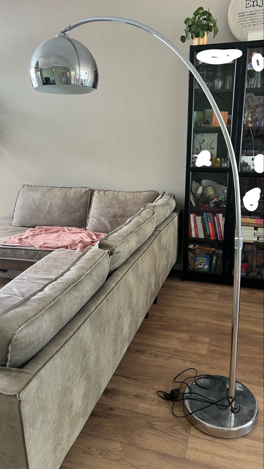 Chroom booglamp mrt drukknop, Zo goed als nieuw, Chroom, modern,, Metaal, 150 tot 200 cm