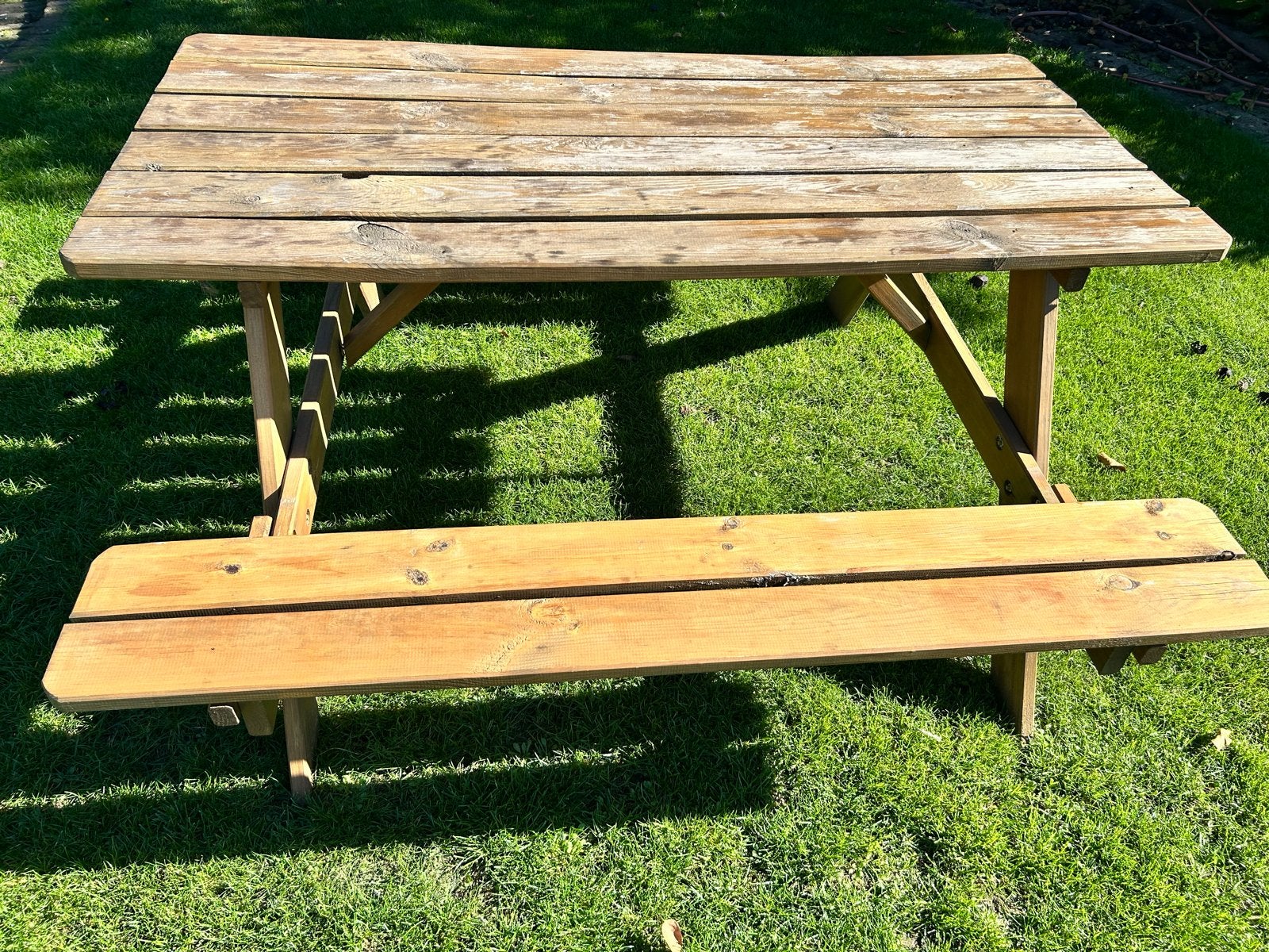 Picknickbank met opklapbaar zitgedeelte, Ophalen, Gebruikt, Hout, Inklapbaar