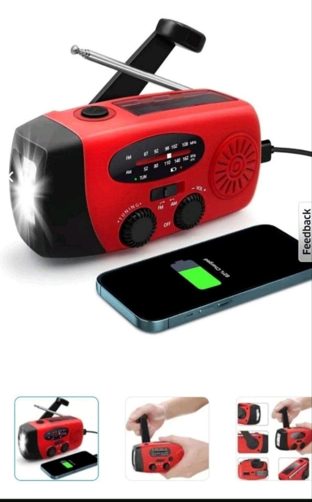 Noodradio met zaklamp en powerbankfunctie. Nieuw!, Ophalen of Verzenden, Nieuw, Zonne-energie